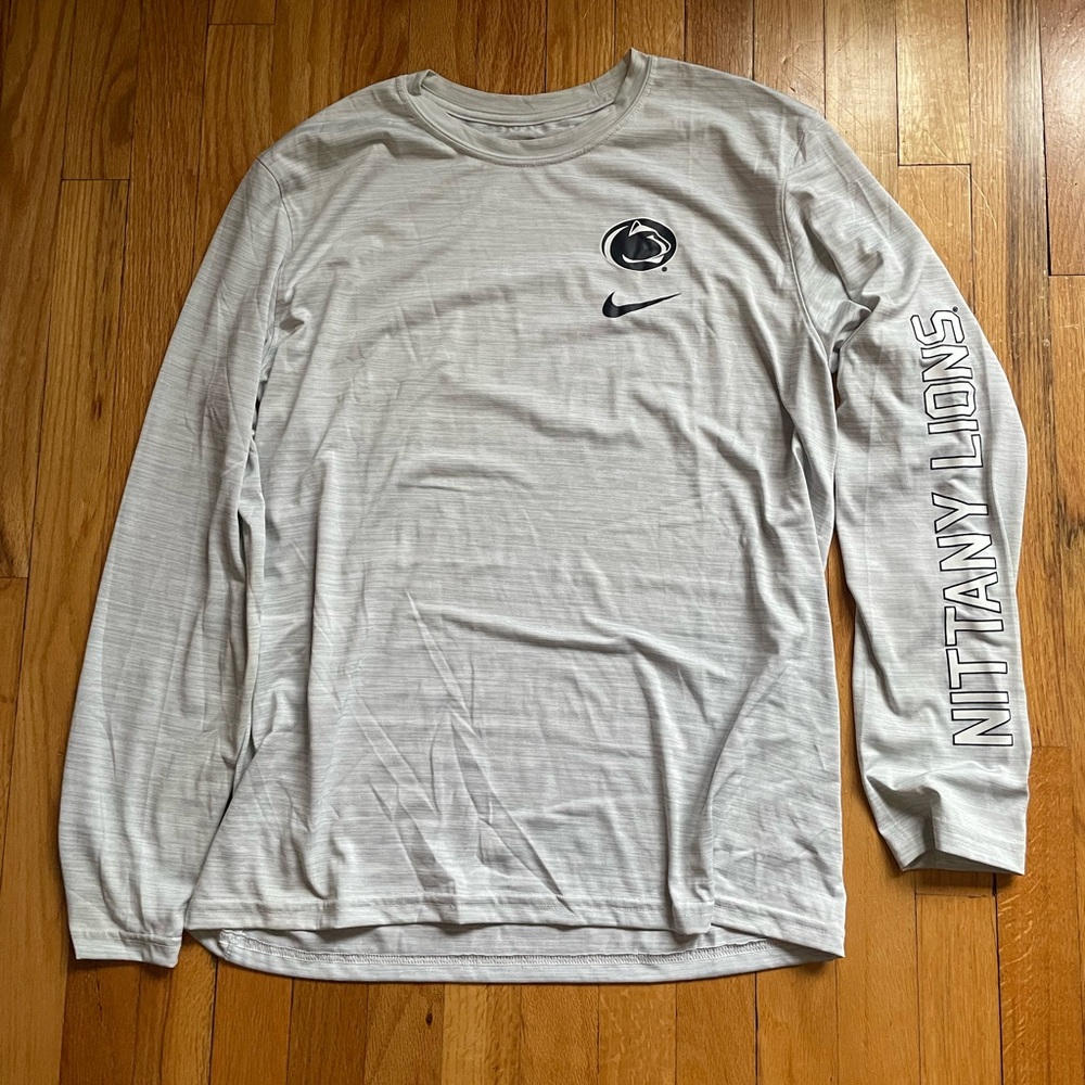 Penn State Branded Nike Light Gray Long Sleeve Shirt with Logo
